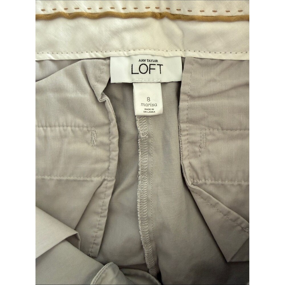 LOFT Gray Taupe Cotton Bootleg Cotton Pants Marisa Style Size 8 - Picture 6 of 13